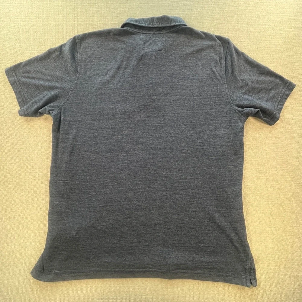 The North‎ Face Mens Heritage Polo Shirt Navy Blue Heathered Pocket A3CB Size L